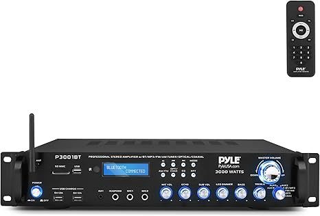 Pyle 3000W Multi-Channel Bluetooth Wireless Power Amplifier - Rack Mount