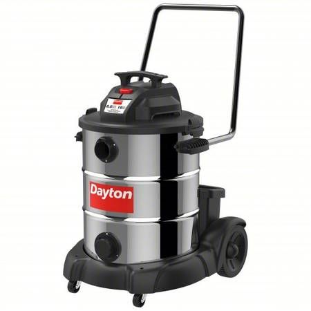 DAYTON Shop Vacuum: 16 gal Tank Size, Stainless Steel, 2 1/2 in Hose