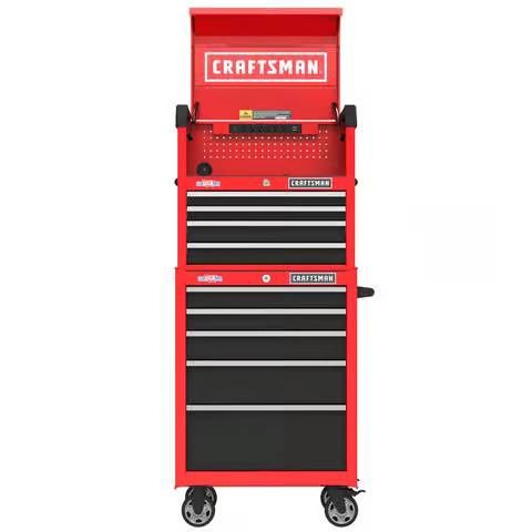 CRAFTSMAN S2000 Series 26-Inch 5-Drawer Steel Rolling Tool Cabinet with 26-Inch 4-Drawer Tool Chest