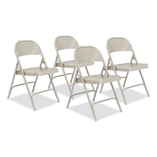 NPS 50 Series All-Steel Folding Chair, Supports Up to 500 lb, 16.75" Seat Height, Gray Seat, Gray Back, Gray Base, 4/Carton