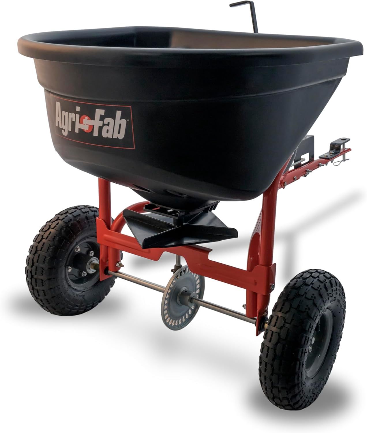 Agri-Fab 45-0527 110 lb. Tow- Behind Lawn &amp; Garden Broadcast Spreader for Seed,Fertilizer,Salt,Ice Melt; Easy to use Flow Control from Seat of Riding Lawn Mower