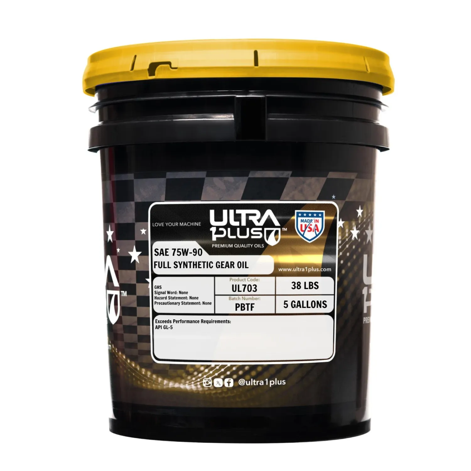 Ultra1Plus SAE 75W-90 Synthetic Gear Oil, API GL-5 (5 Gallon Pail)