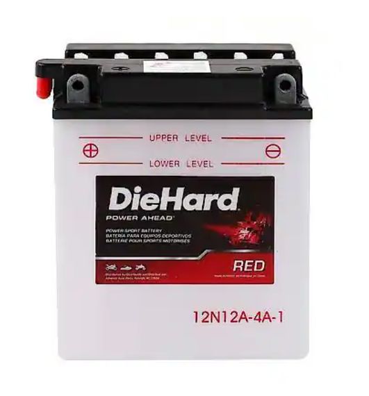 DieHard Powersports Power Sport Battery 12V Battery: 12N12A-4A-1 Group Size, 120 CCA, 135 CA