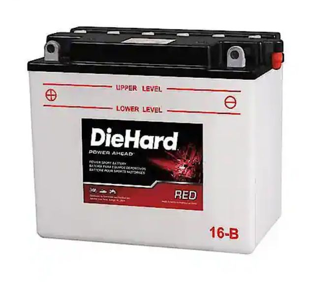 DieHard Powersports Power Sport Battery 12V Battery: B16-B Group Size, 240 CCA, 255 CA