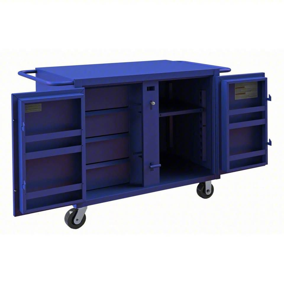WESTWARD Cabinet Workbench: 43 7/8 in x 26 7/8 in, Steel, 1,200 lb Overall Load Capacity, Blue 24y92