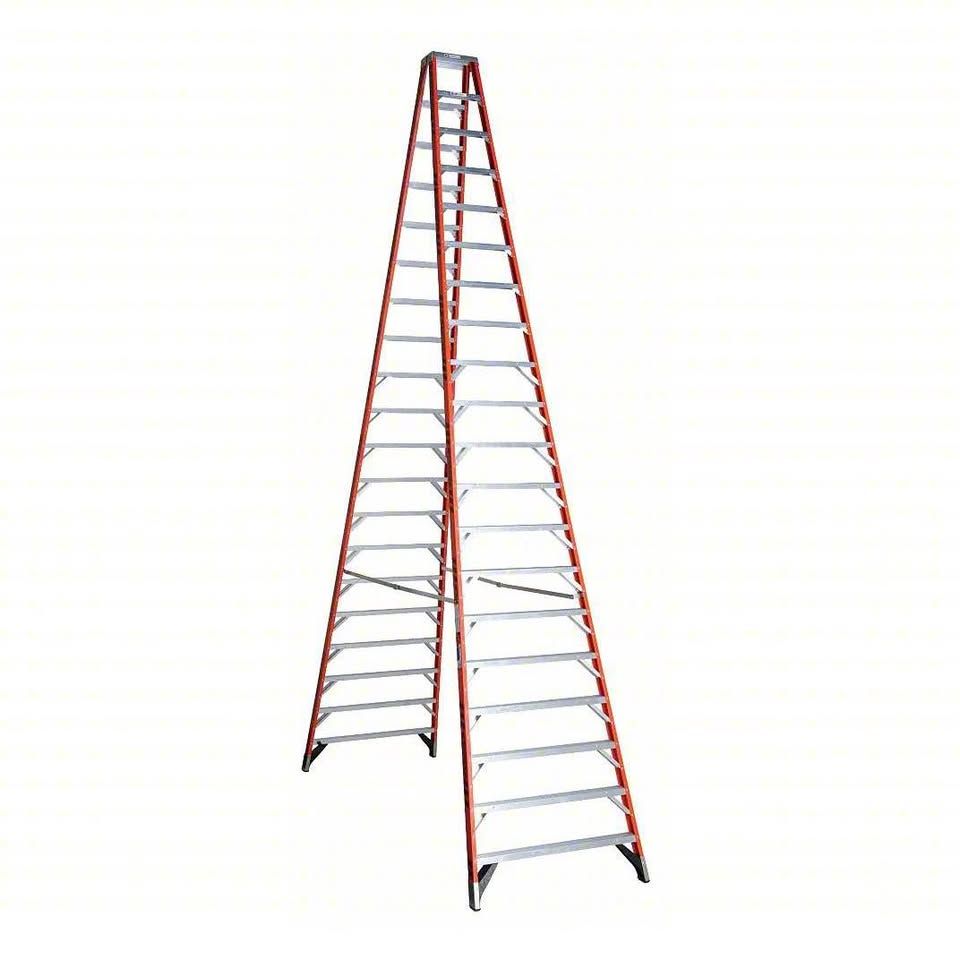 WERNER Twin Stepladder: 20 ft Ladder Size, Fiberglass, 300 lb Load Capacity, 149 lb Wt t7420