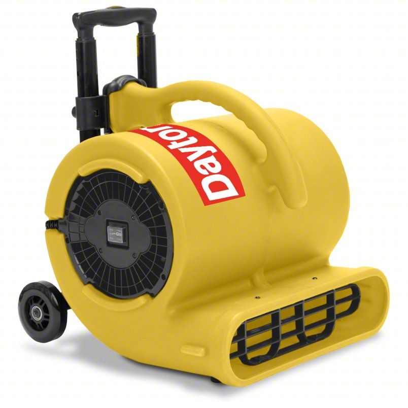 dayton Portable Dryer, 1800 cfm, Fixed Frame, 2 Speed, 1/2 hp, 115V AC, 25 ft. Cord, Yellow
