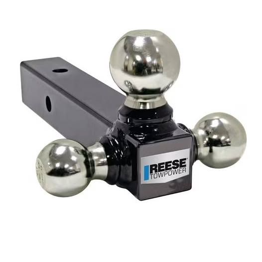 Reese Towpower 7094300 Tri-Ball Trailer Hitch Ball Mount, (1-7/8 Inch, 2 Inch, 2-5/16 Inch Trailer Hitch Balls), Fits 2 Inch Square Receiver, 16,000 lbs. Capacity, Black
