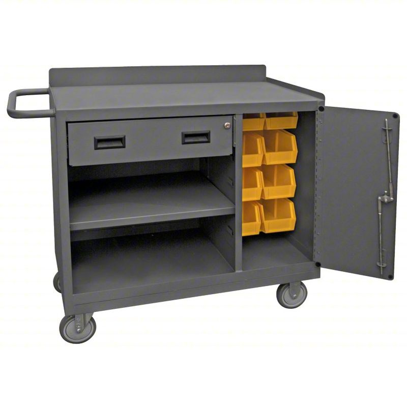 DURHAM MFG Mobile Cabinet Workbench: 36 in x 18 in, Steel, 1,200 lb Overall Load Capacity, Gray