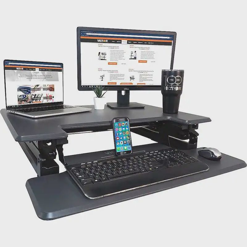 Victor High Rise DCX710 Height-Adjustable Standing Desk Riser, 31", Gray/Black