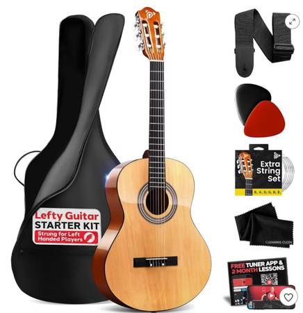 Pyle 36-Inch 6-String Classical Guitar (Left-Handed, Natural Finish)