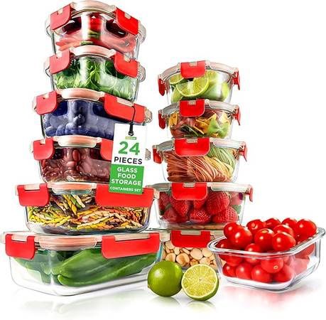 NutriChef High Borosilicate Glass Food Containers – Set of 12