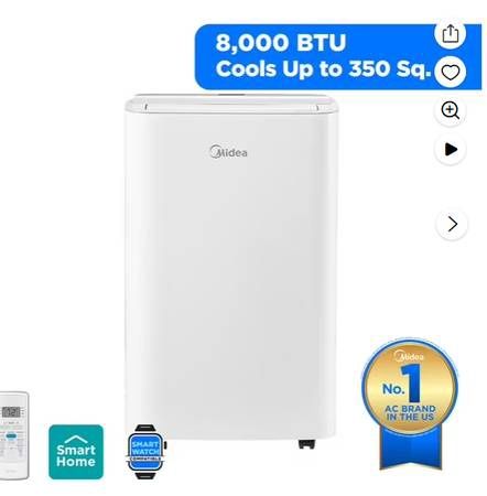 Midea 8,000 DOE, 12, 000 BTU ASHRAE SmartCool Portable Air Conditioner