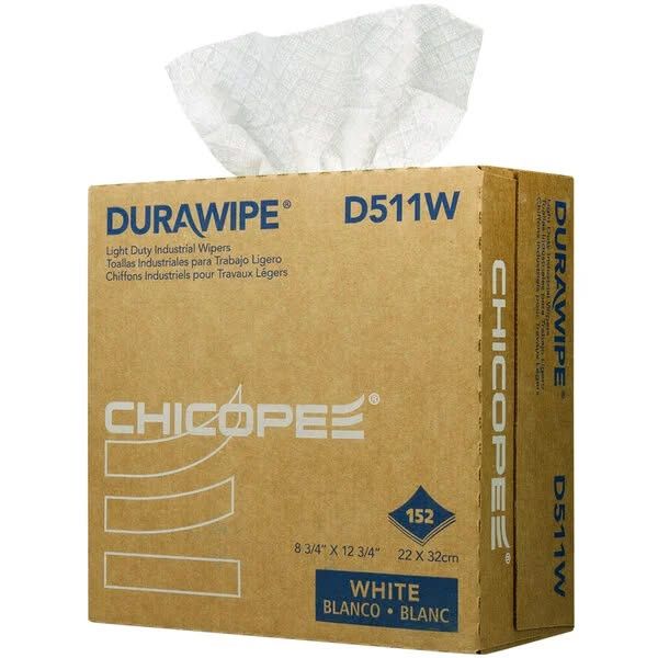 Chicopee D511W Durawipe Shop Towel 9" x 13" White Case of 152