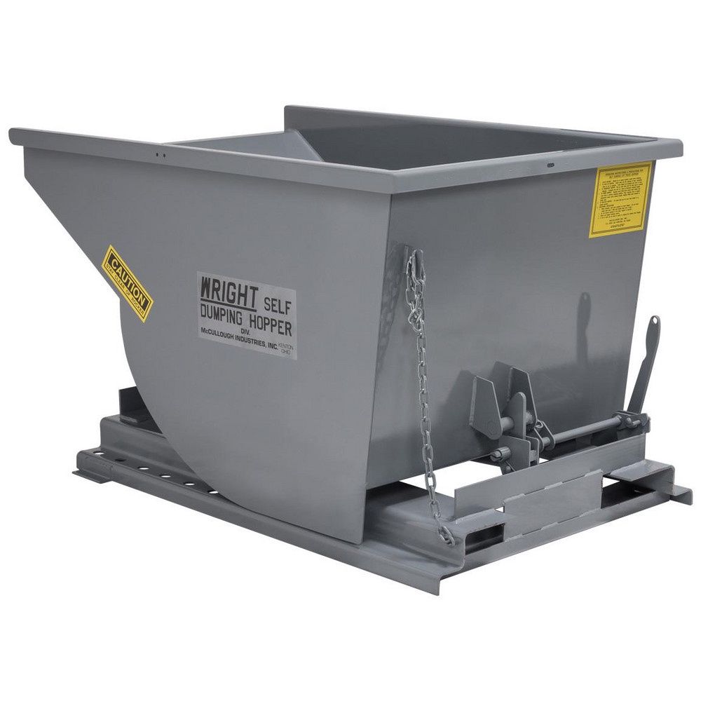 Wright Self-Dumping Hopper: 2 cu yd, 6000.000 lb, 68" Long, 57-3/4" Wide, 46" High Mfr# 20077BR-GRY