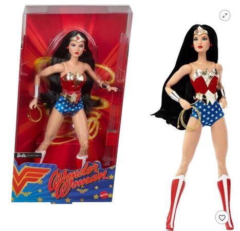 Barbie Wonder Woman Collectible Doll in Red and Blue Tank Suit