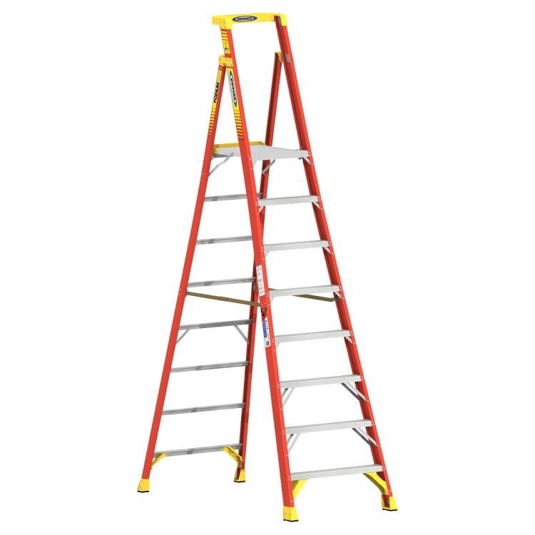 Werner PD6208 8’ Fiberglass Podium Ladder Type IA 300lbs damaged