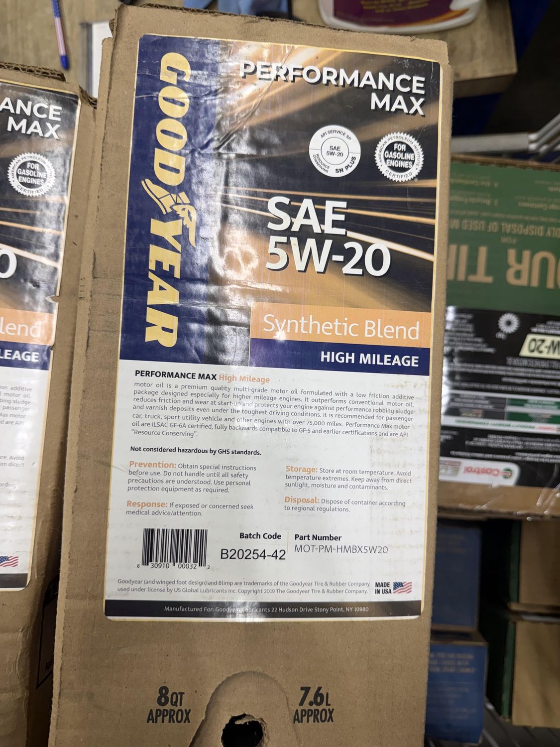 Goodyear 5W-20  Syn Blend high milage Motor Oil  6 gal bag in a box