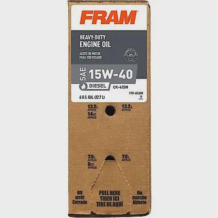 FRAM Conventional 15W-40 Diesel Engine Oil, High Soot Handling, 6 Gallons