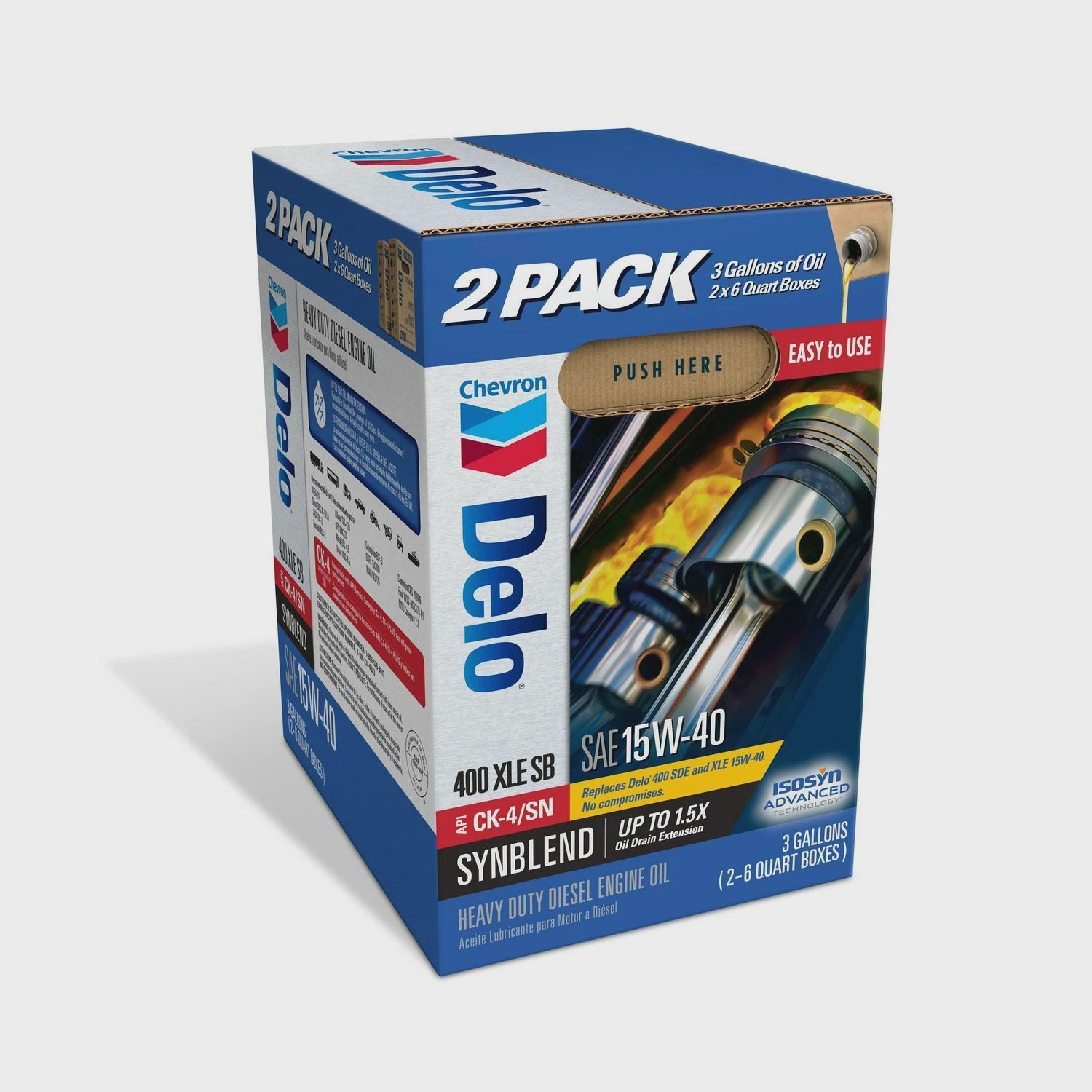 DELO XLE SB Synthetic Blend Diesel Motor Oil SAE 15W-40 3 Gallon Smart Change