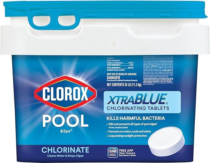 Clorox® Pool&amp;Spa™ XtraBlue 3” Swimming Pool Chlorinating Tablets, Kills Bacteria &amp; Stops Algae (25 LB)