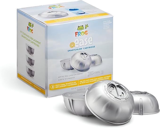 FROG @Ease Replacement SmartChlor Cartridge for use with Hot Tub FROG @Ease Floating System - Hot Tub Sanitizer System Supports Less Chlorine Use - 3 Pack