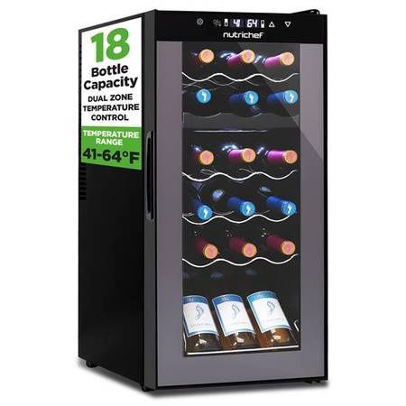 Nutrichef Wine Chilling Refrigerator Dual-Zone Wine Cooler/Chiller
