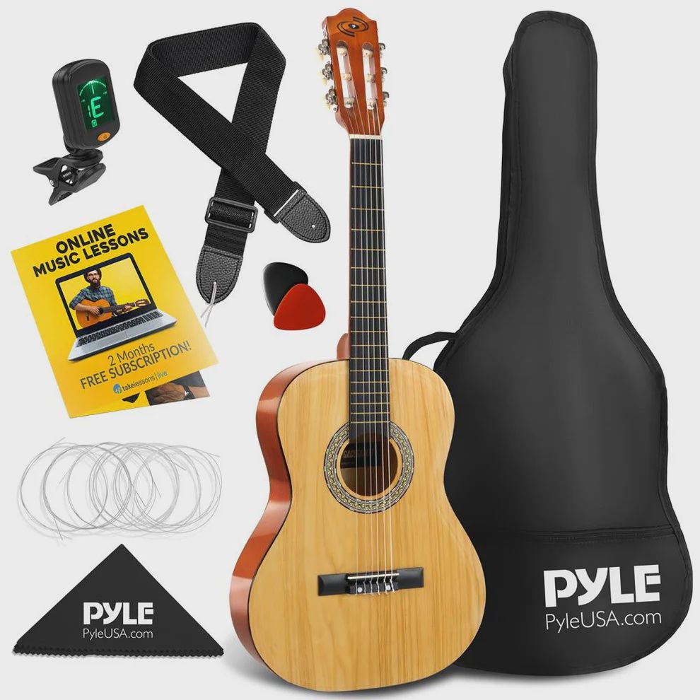 Left-Handed 36" Acoustic Guitar Kit, Beginner-Friendly, All Wood