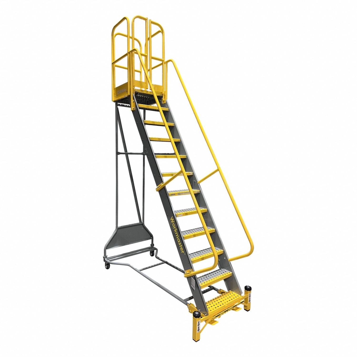 COTTERMAN WMX15R54A6FGP3 Rolling Ladder, 12.5 ft Platform Ht, Partially Assembled, Foot-Activated Step Lock, Steel