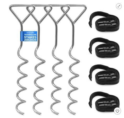 Outdoor Trampoline Anchor Kit for Stability with 4 Heavy-Duty Spiral