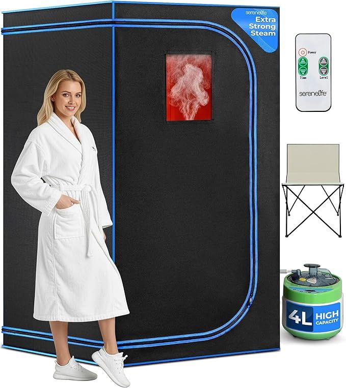 SereneLife Portable Steam Sauna Tent with Extra Large 4L Steamer