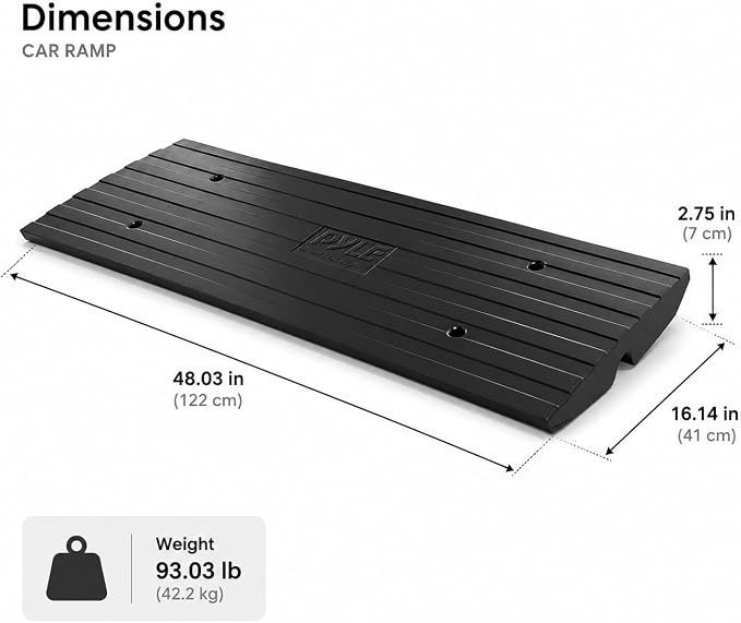 Pyle Car Driveway Curbside Bridge Ramp - Heavy Duty Rubber Threshold