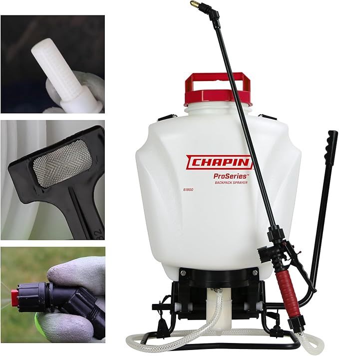 Chapin 61800 Backpack Sprayer, 4‑Gallon ProSeries, Translucent Poly