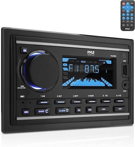 Pyle Boat Bluetooth Marine Stereo Receiver - Marine Head Unit Double
