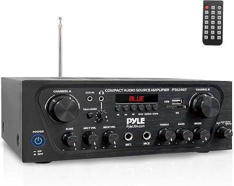 Pyle 2-Channel Bluetooth Home Stereo Amplifier - 250W Wireless Audio R