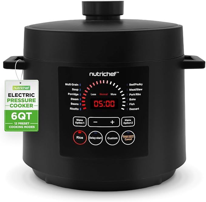 NutriChef Electric Pressure Cooker 6 Quart Capacity 9 Function