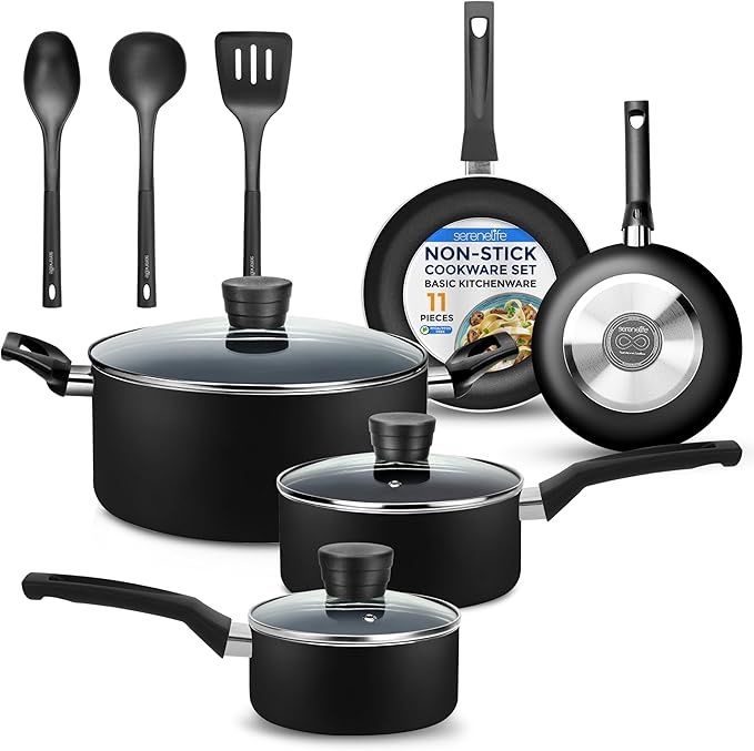 SereneLife Kitchenware Pots &amp; Pans Basic Kitchen Cookware Set