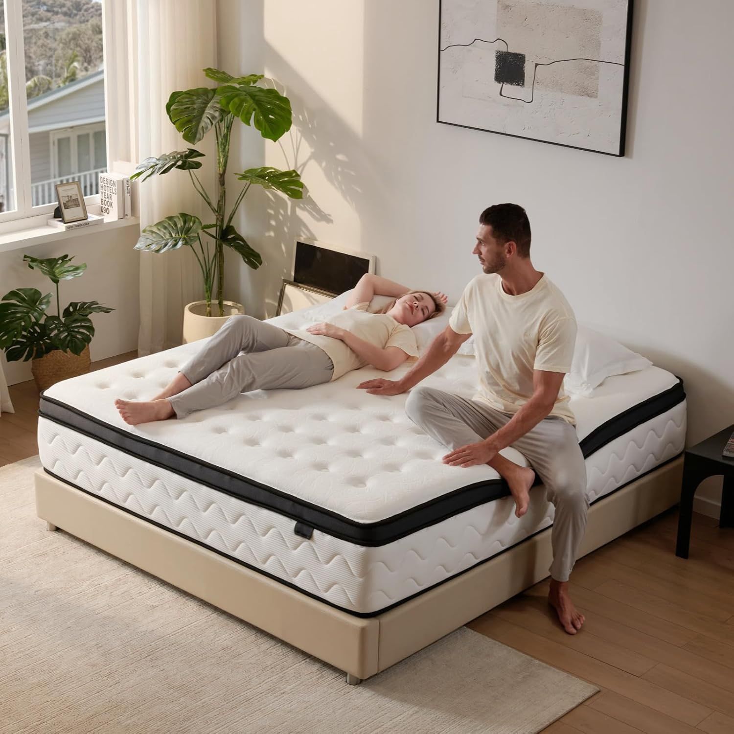 King Size Mattress 12 Inch, Medium Firm Hybrid Mattress King with Individual Pocket Springs and Memory Foam for Silent Sleep &amp; Pressure Relief, Fiberglass-Free, CertiPUR-US Certified, 80" x 76