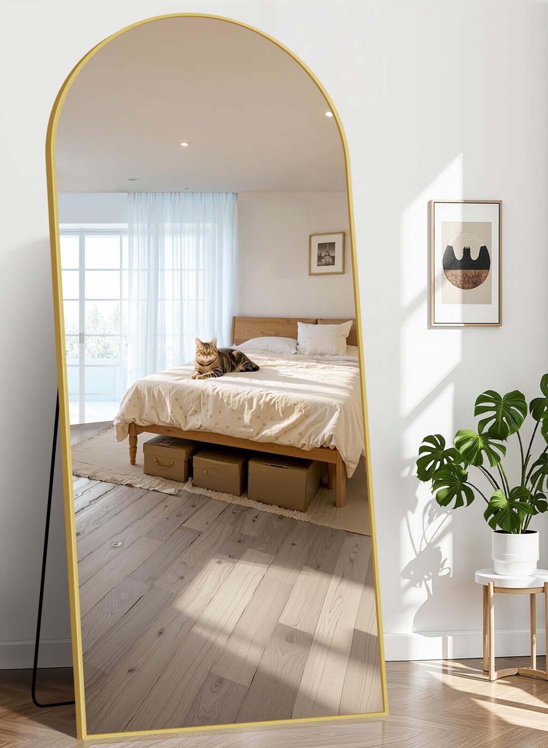 80"x41" Arched Full Length Mirror, Large Floor Mirror with Aluminum Alloy Frame Standing Hanging or Leaning Wall-Mounted Mirror, Vanity Mirror for Living Room and Bedroom,Gold