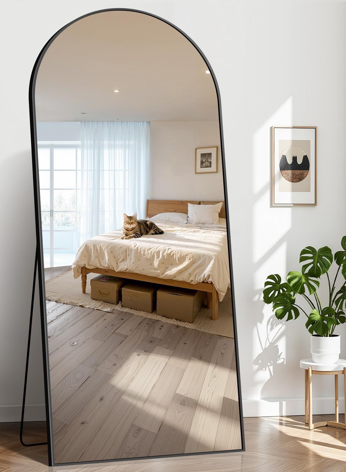 71"x26" Arched Full Length Mirror, Large Floor Mirror with Aluminum Alloy Frame Standing Hanging or Leaning Wall-Mounted Mirror, Vanity Mirror for Living Room and Bedroom,Black