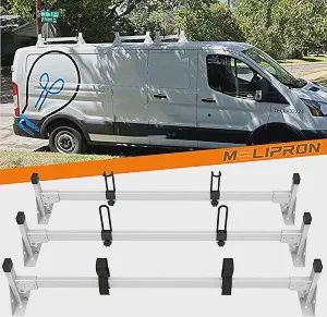 Cargo Van Roof Ladder Rack Fit for 2015-2026 Ford Transit 150 250 350, Low/Medium/High Roof, Heavy‑Duty 800  lbs Capacity Steel Ladder Rack for Van, No‑Drill Rack with White Powder Coat