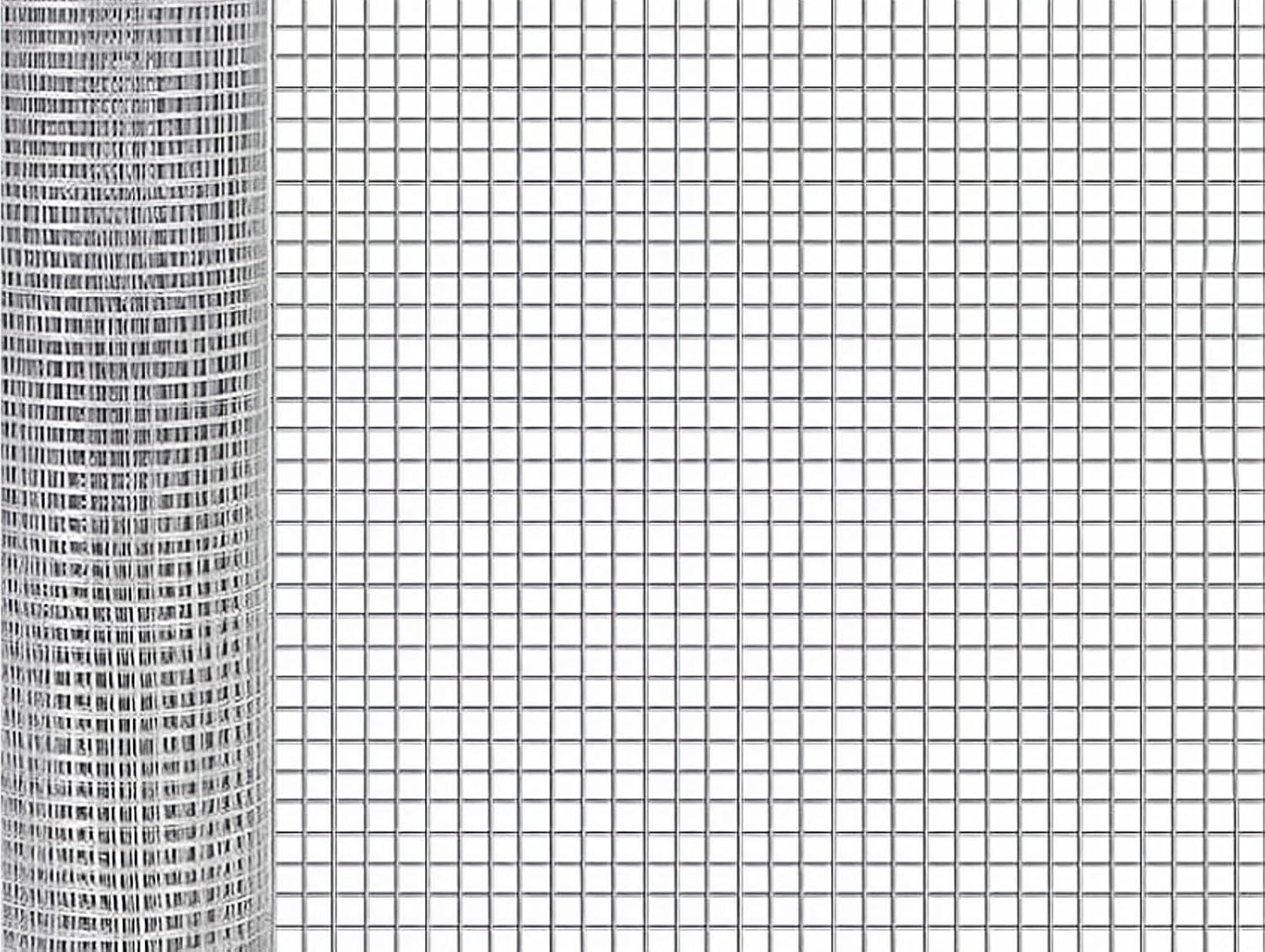 Hardware Cloth 48inx100ft 1/2 Inch Galvanized, Chicken Wire Fence Chicken Rabbit Snake cage Wire Fence Mesh Roll,Garden Plant Welded Metal Wire Fence,Poultry Animal Netting cage Screen