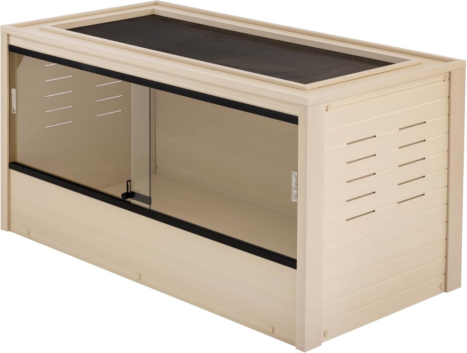 New Age Pet ECOFLEX 48" Wide Large Reptile Habitat, Mojave Lounge for Snakes, Tortoises &amp; Lizards in Maple, Black &amp; Grey, Easy Assembly, Sliding Glass Doors &amp; Mesh Top