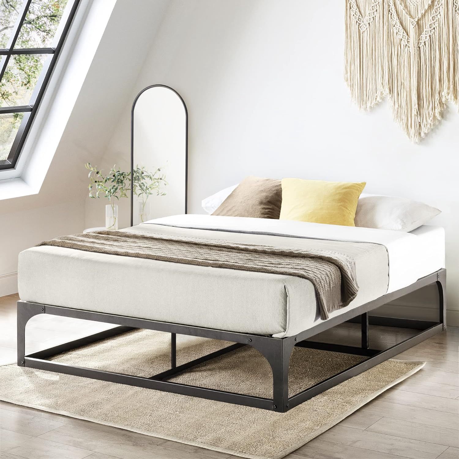 Mellow 12" Metal Platform Bed Frame w/Heavy Duty Steel Slat Foundation, Black king
