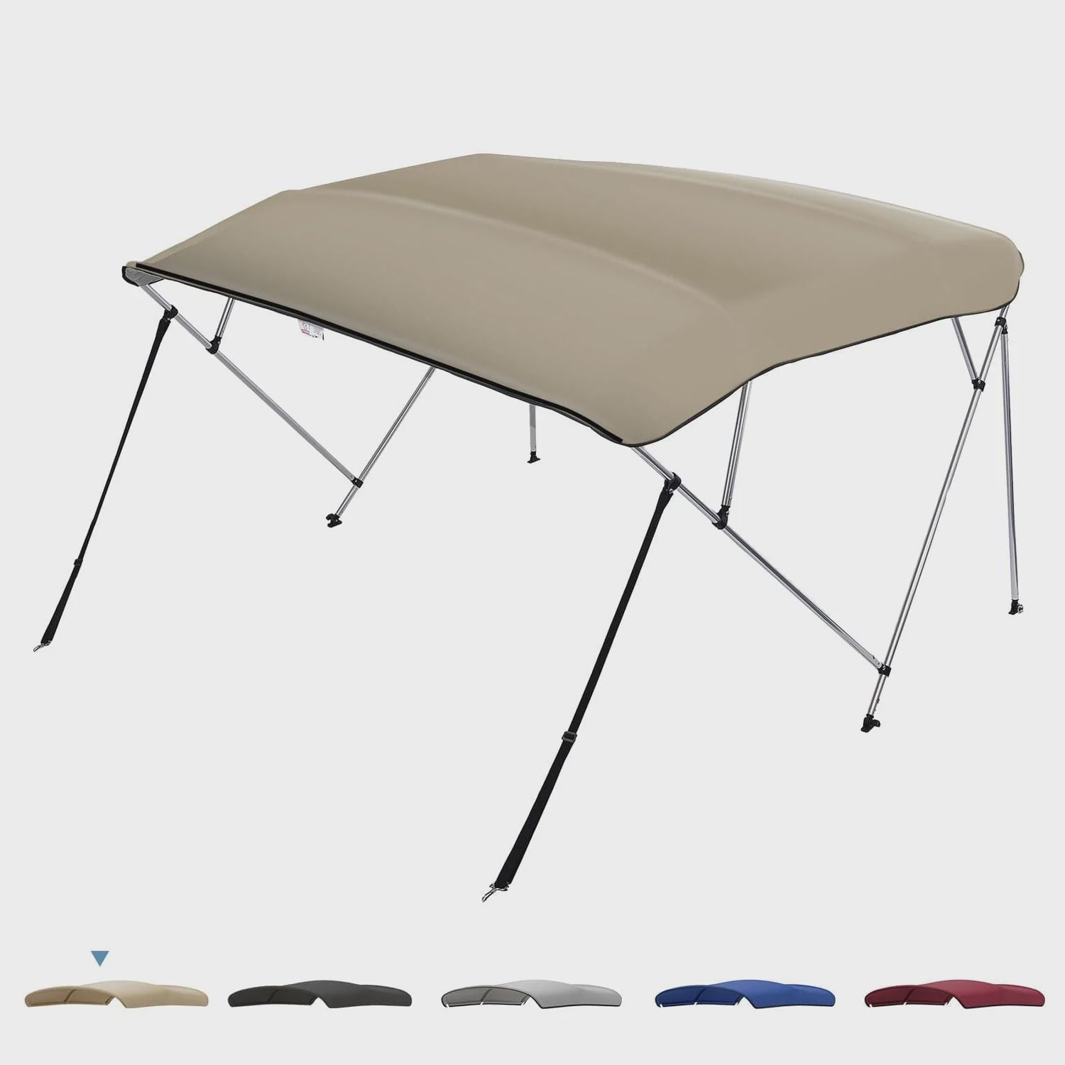 4 Bow Bimini Top Foldable 91''-96'' Width for Boat B1604-03501BG beige / 8'L x 54"H x 85"-91"W