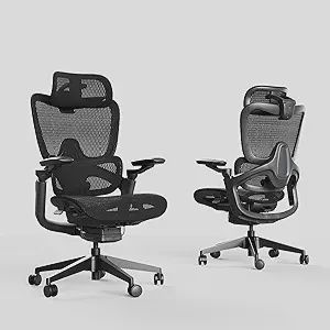 Ergonomic Office Chair, Big and Tall Home Desk Chair with Adjustable 3D Lumbar Support, 5D Armrest, 4D armrests, Mesh Computer Chair,90-130°Tilt, Model Zen (All Black)