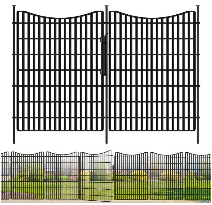 10 Panels Garden Fencing Animal Barrier with Gate, 48 in(H) X 23.6 ft(L) Dog Fence