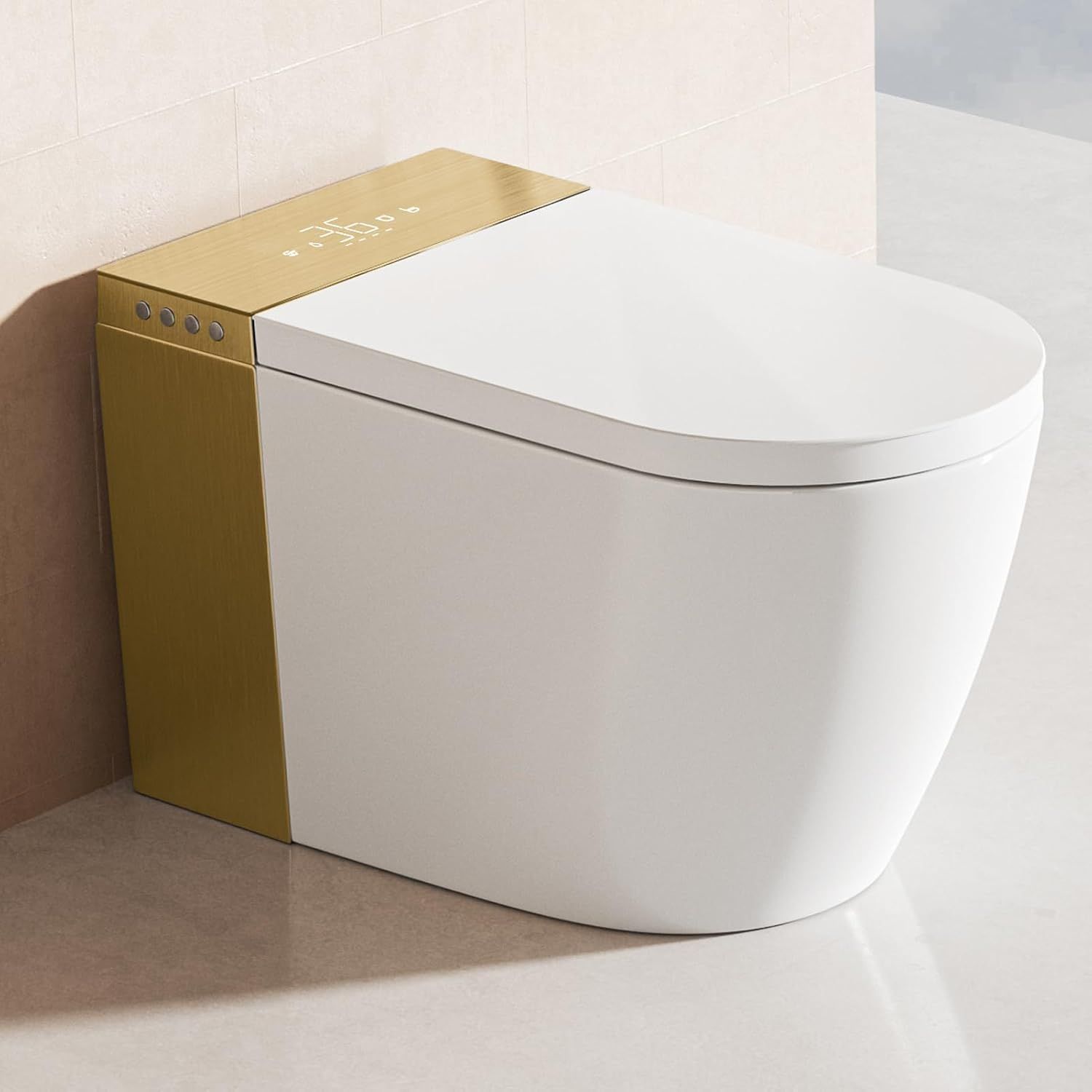 Smart Toilet with Bidet Built In, Auto Open/Close, Foam Shield | Modern Toilet with Auto Flush, Warm Water&amp;Dryer, Self-Cleaning Heated Seat Toilet with Remote Control for Seniors &amp; Families.