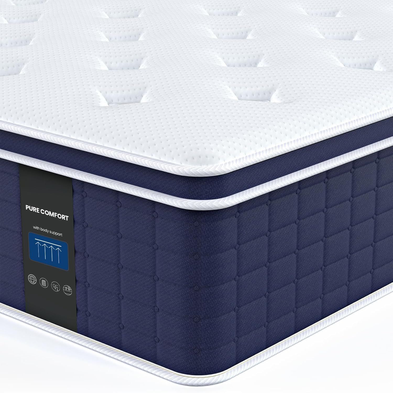 Coolvie Twin XL Mattress 14 Inch, Medium Firm Feel,  | Hybrid XL Twin Mattress in a Box, 4 Layer Premium Foam with Pocket Springs for Motion Isolation and Pressure Relieving