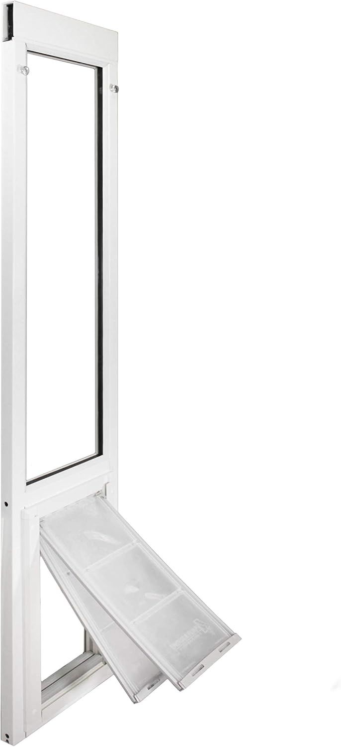 Endura Flap Pet Door for Vinyl Sliding Glass Doors | Dual-Flap Extreme Weather Design | Insulated, Energy-Efficient Dog Door with Locking Security | White, Large Flap, 74"-77.5" Slider Height